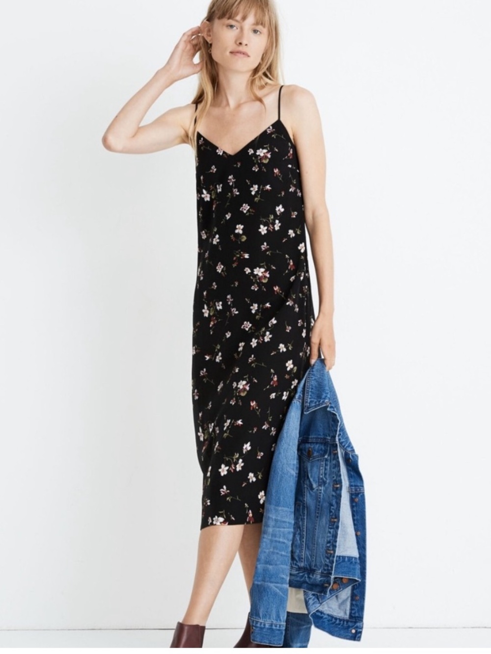 Madewell Silk Eva Slip Dress in Backyard Blooms